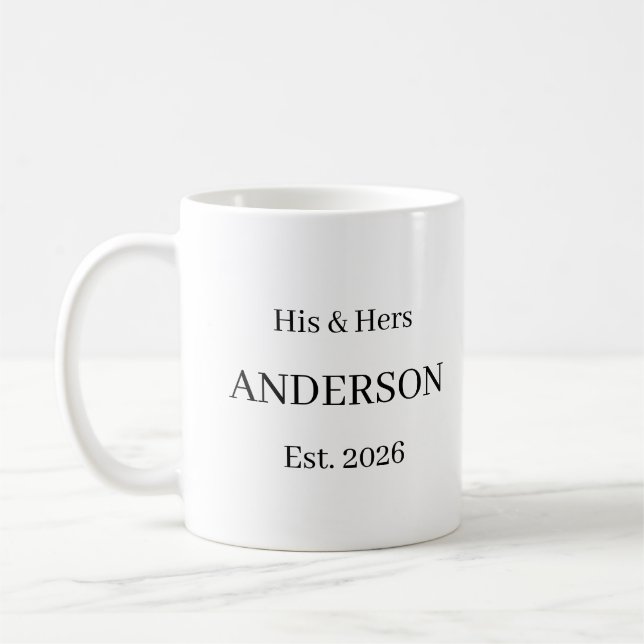 Custom Wedding Last Name Coffee Gift Kaffemugg (Vänster)