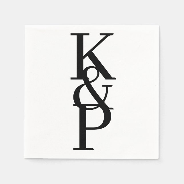 Custom Wedding Napkins with Initial Logo Pappersservett (Framsidan)