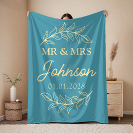 Custom Wedding or Newlyweds Blanket Gift for Wife Fleecefilt