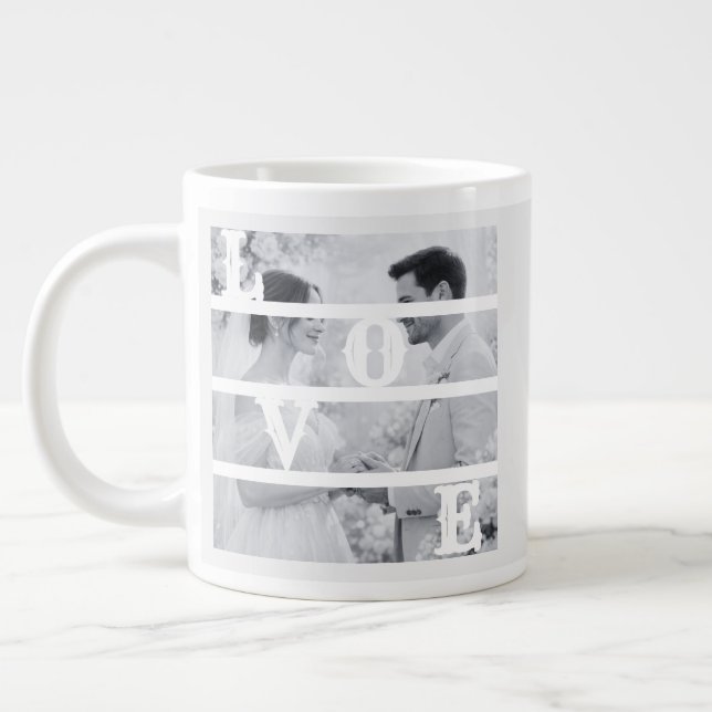 Custom Wedding Photo "LOVE" Jumbo Mugg (Vänster)
