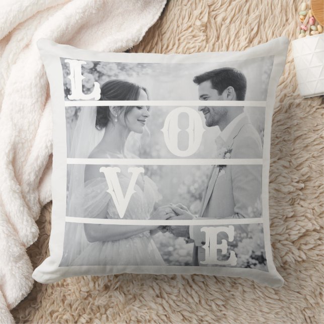 Custom Wedding Photo "LOVE" Kudde (Filt)