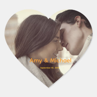 Custom Wedding Photo Sticker -Thank You Favor Gift Hjärtformat Klistermärke
