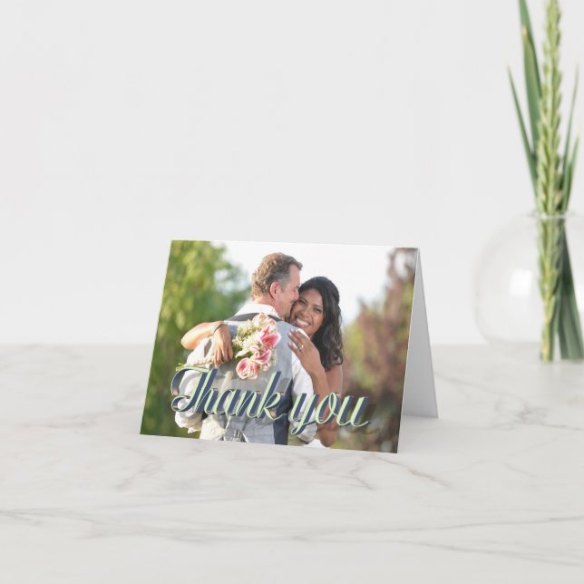 Custom Wedding Photo Thank You Text Overlay Kort (Framsida)