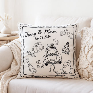 Custom Wedding Pillow Cover – Personalized Couple Kudde