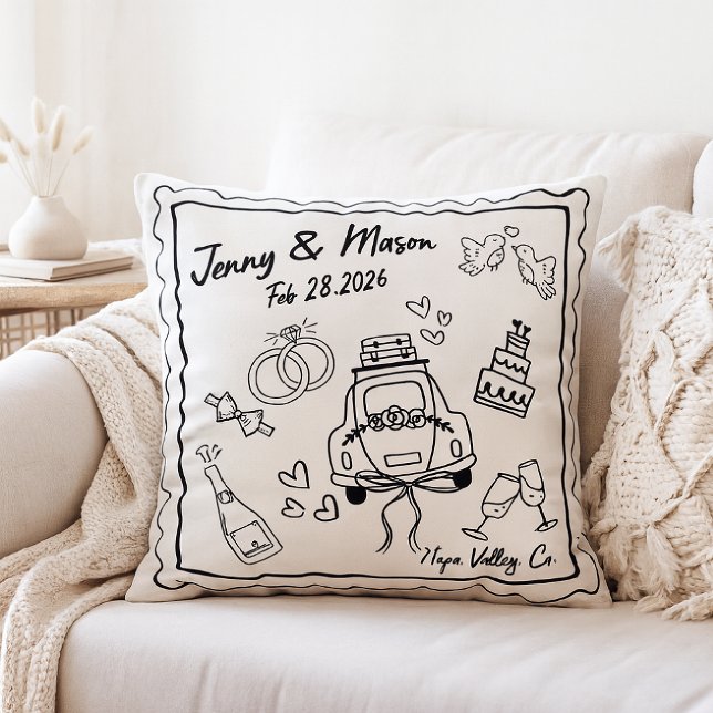 Custom Wedding Pillow Cover – Personalized Couple  Kudde (Skapare uppladdad)