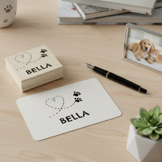 Custom Whimsical Paw Print Name Stamp Stämpel