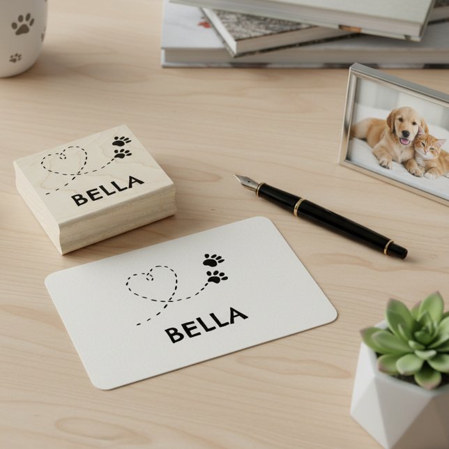 Custom Whimsical Paw Print Name Stamp Stämpel (🐾 Personalized paw print name stamp – cute, custom, and heartfelt ❤️)