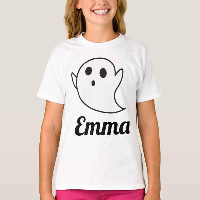 Custom White Ghost Halloween T-Shirt for Toddlers  (Framsida)