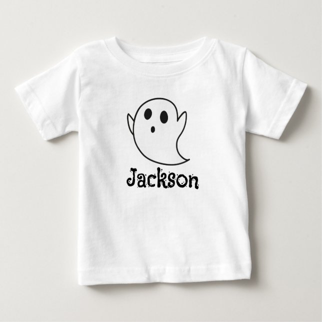 Custom White Ghost Halloween T-Shirt for Toddlers  (Framsida)