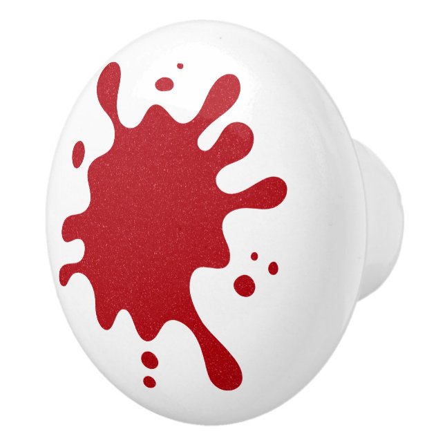 Custom White Knob with Tomato Red Splash Design Knopp (Höger)