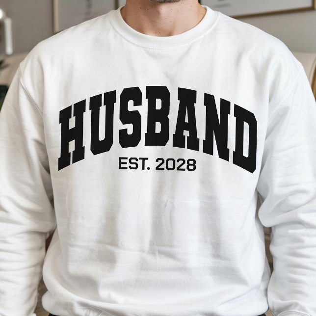 Custom Wife and Husband Sweatshirt, Wedding Gift Lång Ärmad Tröja (Engagement Sweatshirt for couples, Wifey Hubby matching outfits, Bachelorette party bride gifts)