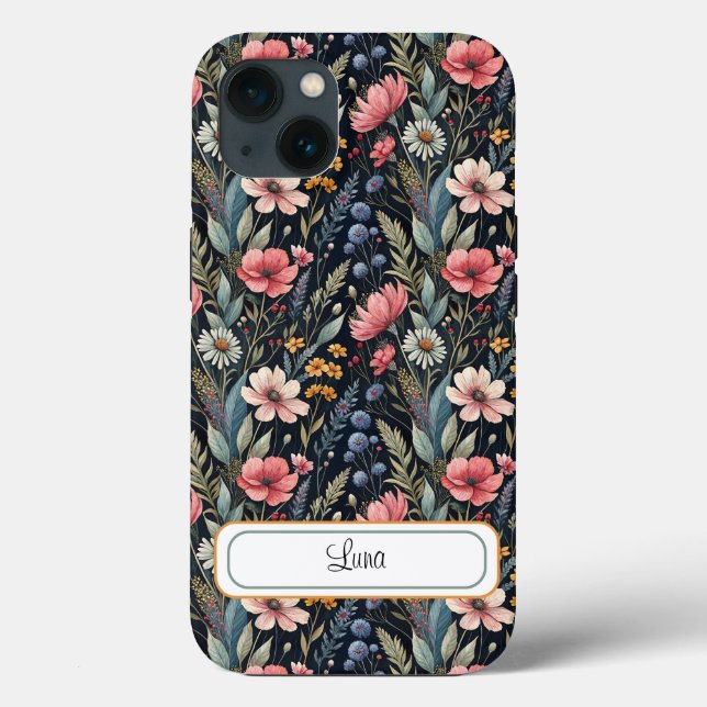 Custom Wildflowers Botanical Inspiration Black (Baksida)