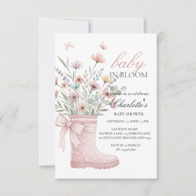 custom wildflowers floral invitations tepmplate inbjudningar (Framsida)