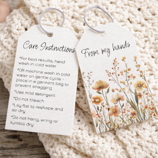 Custom Wildflowers Handmade Care Instructions Presentetikett
