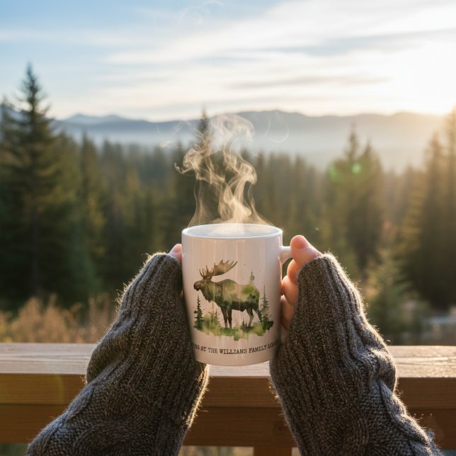 Custom Williams Family Lodge Watercolor Moose Kaffemugg (Skapare uppladdad)