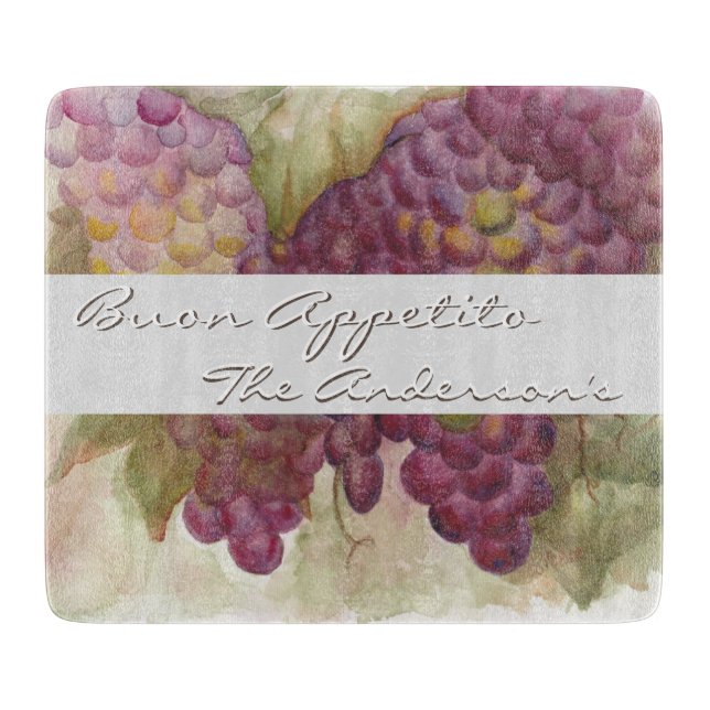 Custom Wine-Themed Tuscan Inspired Cutting Board (Framsidan)