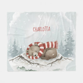 Custom Winter Bear Fleece Blanket