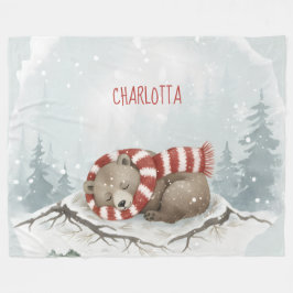 Custom Winter Bear Fleece Blanket