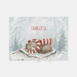 Custom Winter Bear Fleece Blanket
