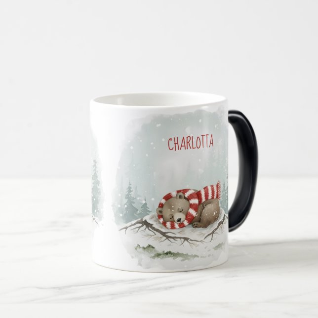 Custom Winter Bear Mug – Sleeping Animal Design Magisk Mugg (Framsida höger)