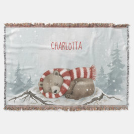 Custom Winter Bear Throw Blanket Filt