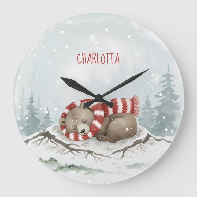 Custom Winter Bear Wall Clock Stor Klocka (Framsida)
