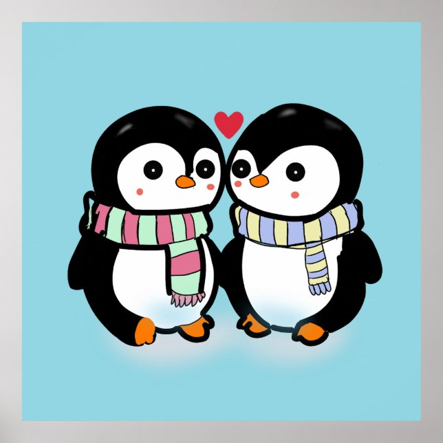 Custom Winter Penguin Love Poster (Framsidan)