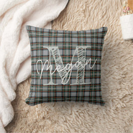Custom Winter Tartan Pillow with Monogram Kudde