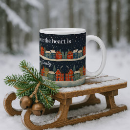 Custom Winter Village Mug with Quote and Name Kaffemugg