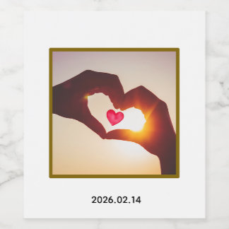 Custom with photo and date design vinflaska etikett