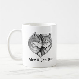 Custom Wolf Couple Names Personalized Kaffemugg