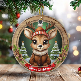Custom Wooden Framed Deer Holiday Decoration 🦌🎄 Julgransprydnad Keramik