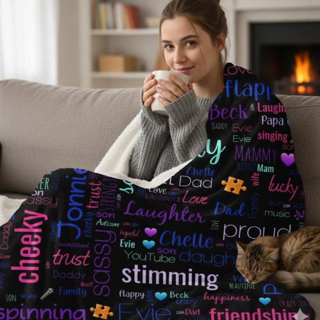 Custom Word Cloud Sherpa Fleece Blanket (Skapare uppladdad)