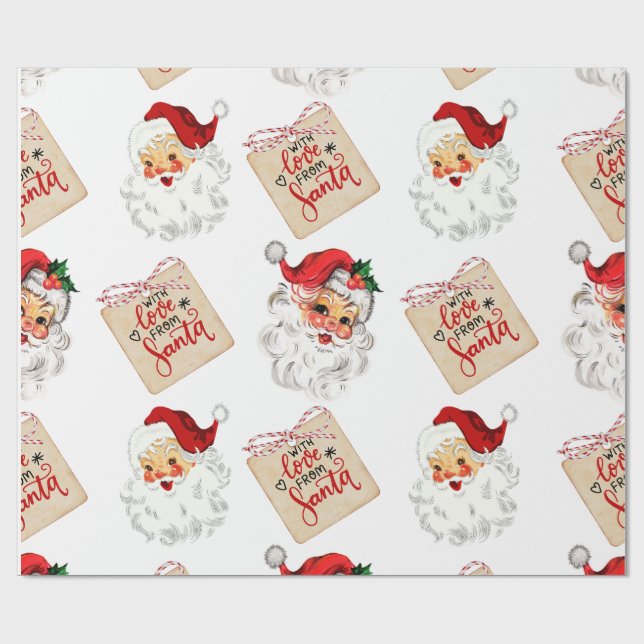 Custom Xmas Gift Wrap Retro Santa Holiday Paper Presentpapper (Platt)