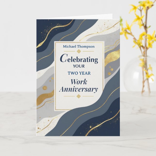 Custom Year Employee Work Anniversary Elegant Gold Kort (Gul blomma)