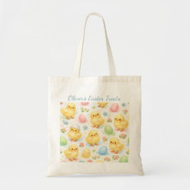 Custom Yellow Chick Watercolor Easter Egg Hunt Tygkasse