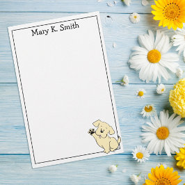 Custom Yellow Lab Puppy Cute Dog Art Stationery Brevpapper