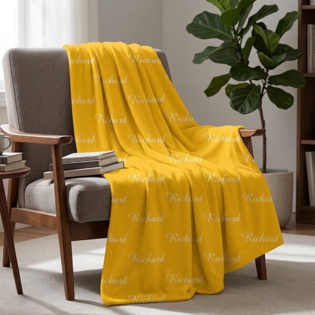 Custom Yellow Name Blanket – Sun Yellow Cozy Throw Fleecefilt (Skapare uppladdad)
