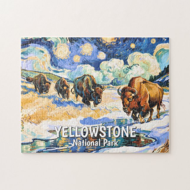 Custom Yellowstone Wildlife Buffalo Vibrant Nature Pussel (Horisontell)