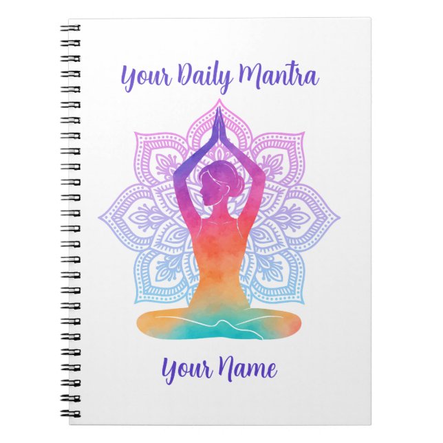 Custom Yoga Notebook with Name & Mantra Anteckningsbok (Framsidan)