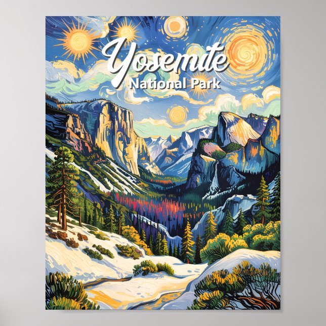 Custom Yosemite Tunnel View Winter Van Gogh Style Poster (Framsidan)