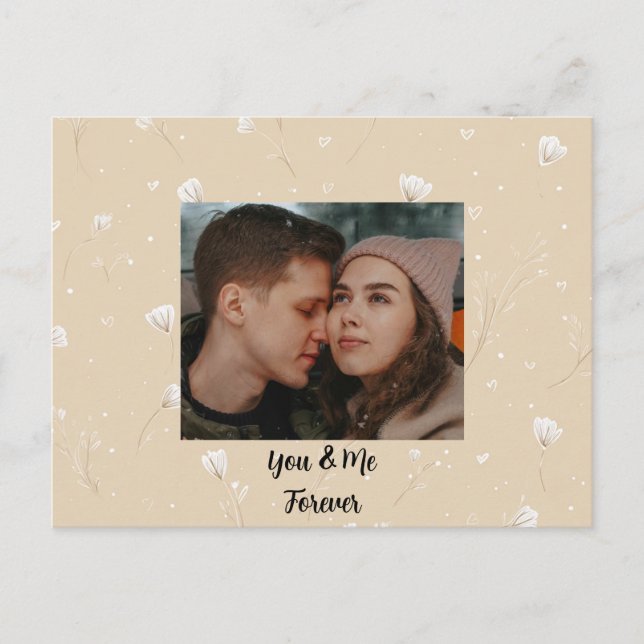Custom “You & Me Forever” Photo Valentine Card Helg Vykort (Framsida)