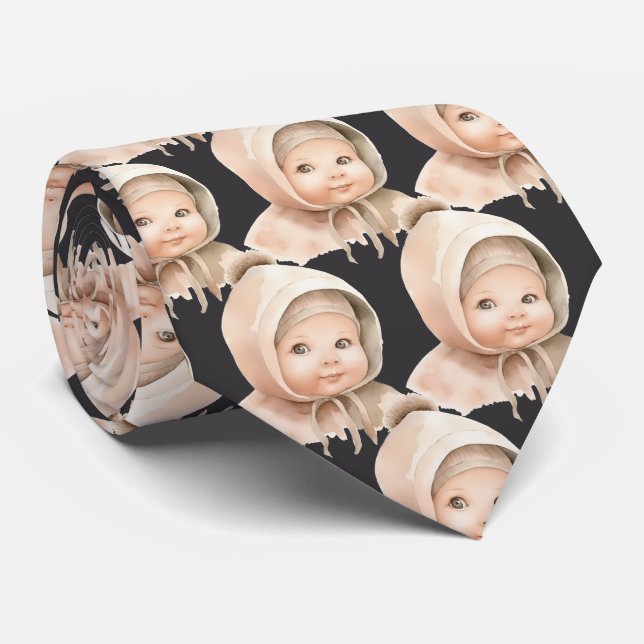 Custom Your Baby Photo Cut-Out Dark Gray Neck Tie Slips (Rullad)