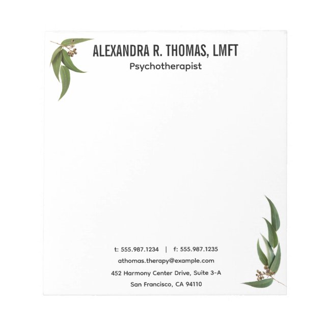 Custom Your  Eucalyptus Psychotherapist Anteckningsblock (Framsida)