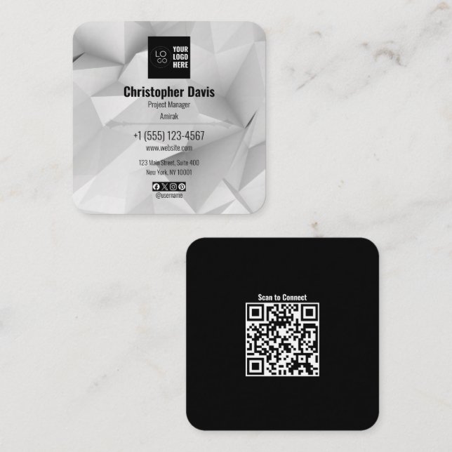 Custom Your Logo and QR Code Business Card Fyrkantigt Visitkort (Fram/baksida)
