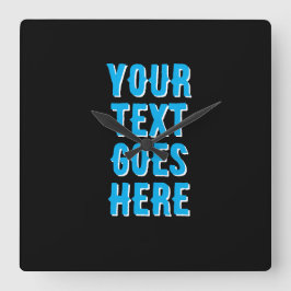 custom your text goes here, black with blue text fyrkantig klocka