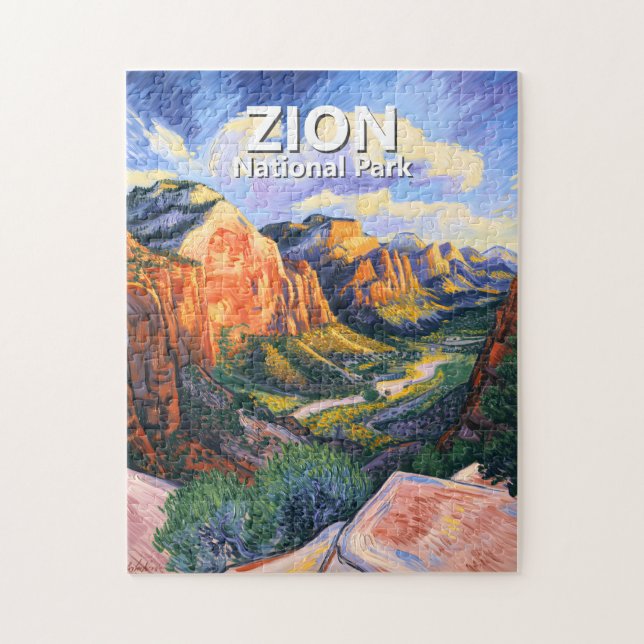 Custom Zion National Park Angels Landing Vibrant Pussel (Vertikal)