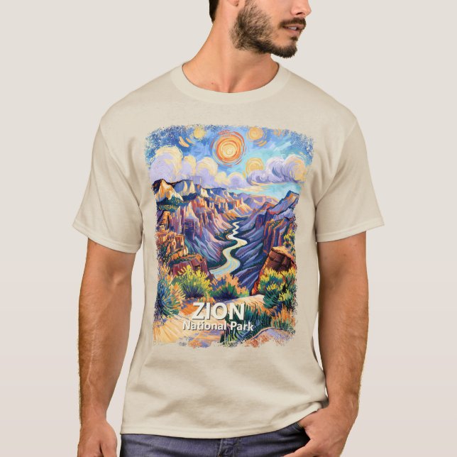 Custom Zion National Park Canyon Sunset Colorful T Shirt (Framsida)