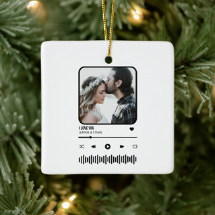 Custome Photo Sång Playlist lite Alla hjärtans dag Julgransprydnad Keramik