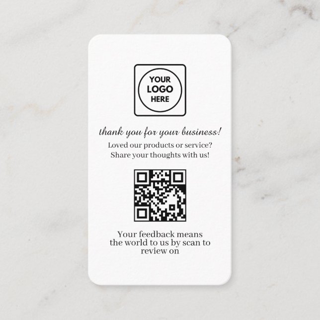 Customer Feedback QR | Custom Business Review Link Visitkort (Framsida)
